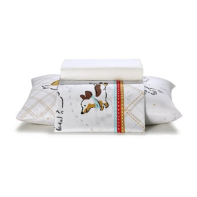 Jogo de Cama Infantil 150 Fios - Dogs - 3 Peças - Döhler