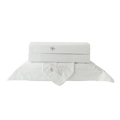 Jogo de Cama Cetim 300 Fios Bordado Libelulle - King - 4 Peças - Kacyumara