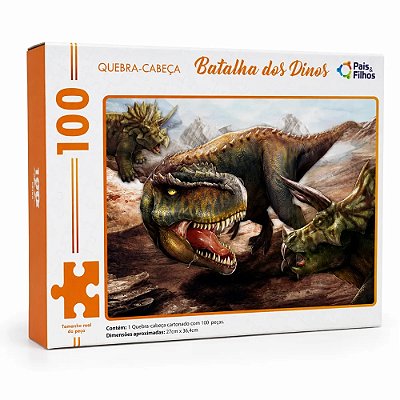 Quebra-Cabeça Batalha dos Dinos - 100 Peças - Pais e Filhos