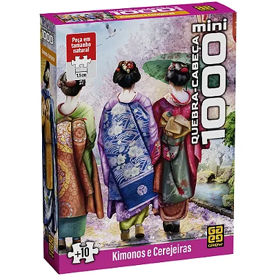 Mini Quebra-Cabeça Kimonos e Cerejeiras - 1000 Peças - Grow
