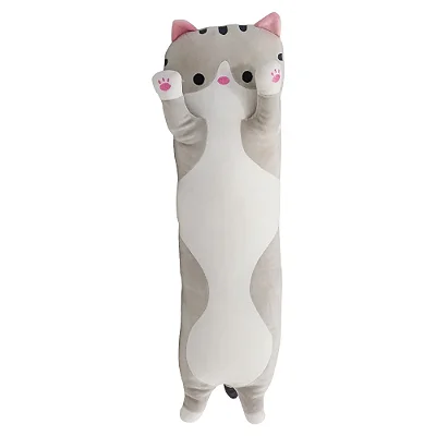 Almofada Pelúcia de Gato Cinza - 70cm - CAA Toys