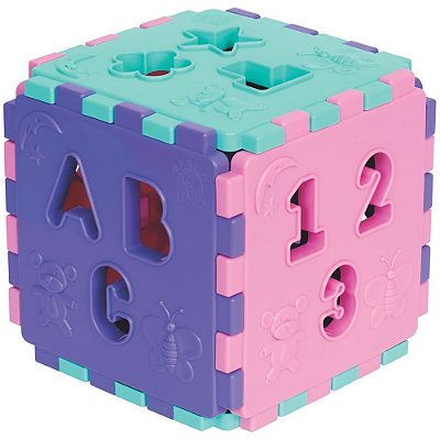 Cubo Didático Rosa e Lilás - Mercotoys