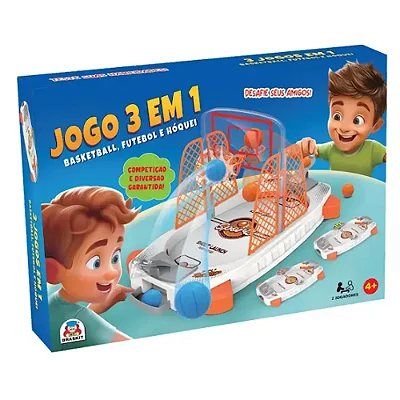 Jogo 3 em 1 - Basketball, Futebol e Hóquei - Braskit