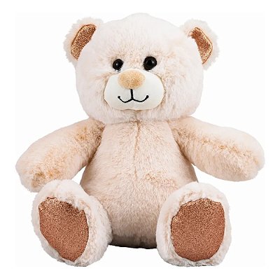 Urso de Pelúcia Sentado Rosê com Brilho 21cm - Fofy Toys