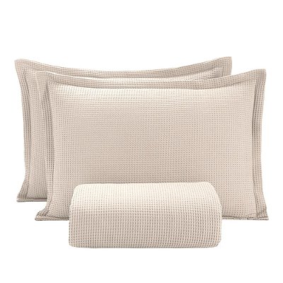 Kit Colcha Piquet King - Creme - 3 Peças - Döhler