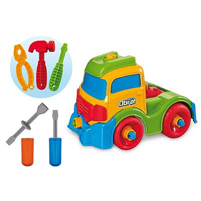 Caminhão Mãos á Obra! Monta e Desmonta com Ferramentas 21cm - Usual Brinquedos