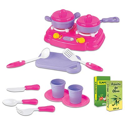 Kit Cozinha Chef Princesa Rosa com 15 Peças - Braskit