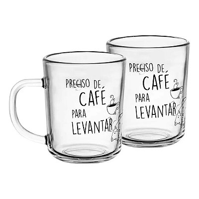 Conjunto de Canecas de Vidro Levantar - 220ml - 2 Peças - Lyor