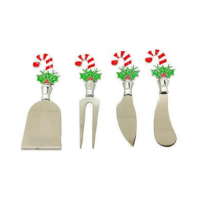 Conjunto de Facas para Queijo Natalino em Inox - 4 Peças - Tuut