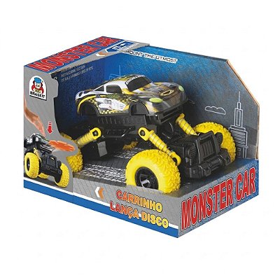 Carrinho Lança Disco Monster Car - Braskit
