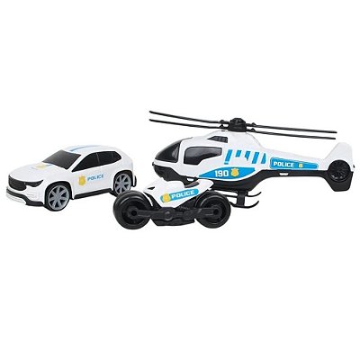 Kit Power Veículos de Resgate Polícia 3 peças - BS Toys