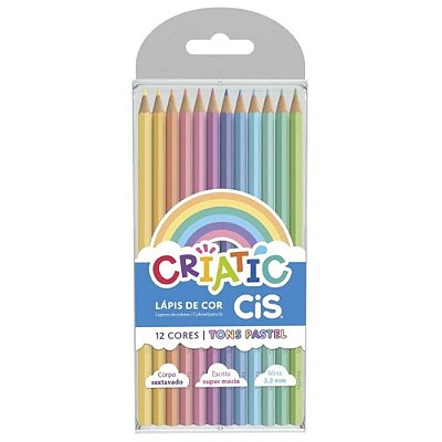 Lápis de Cor Sextavado Criatic Pastel - 12 cores - Cis