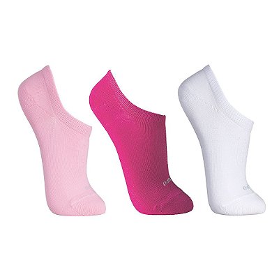 Kit Meia Sapatilha Walk Rosa Claro, Pink e Branco - 3 pares - Lupo