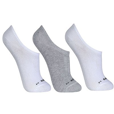 Kit Meia Sapatilha Walk Cinza e Branco - 3 pares - Lupo