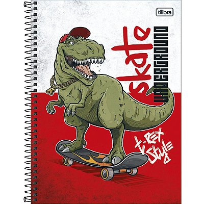 Caderno Raptor - Dino Skate - 80 Folhas - Tilibra