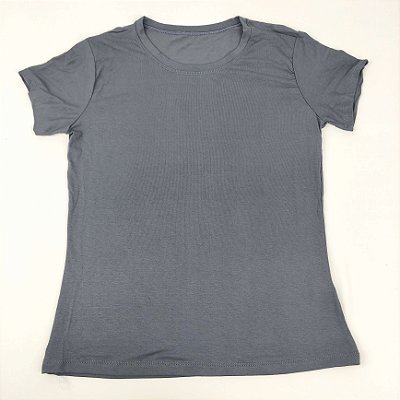 Camiseta Feminina T-Shirt Básica Lisa Cinza Mescla - Josy Medeiros