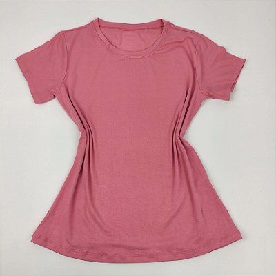 Camiseta Feminina T-Shirt Básica Lisa Rosa Escuro