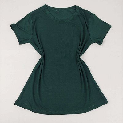 Camiseta Feminina T-Shirt Básica Lisa Verde Militar