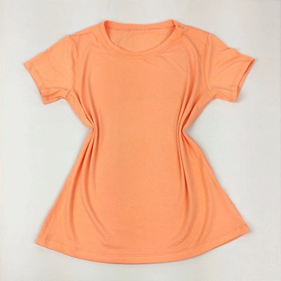 Camiseta Feminina T-Shirt Básica Lisa Laranja Claro Coral