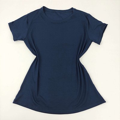 Camiseta Feminina T-Shirt Básica Lisa Azul Marinho