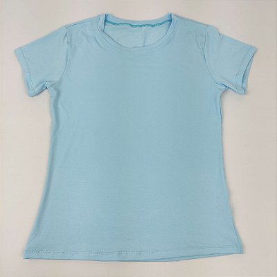 Camiseta Feminina T-Shirt Básica Lisa Azul Claro Bebê