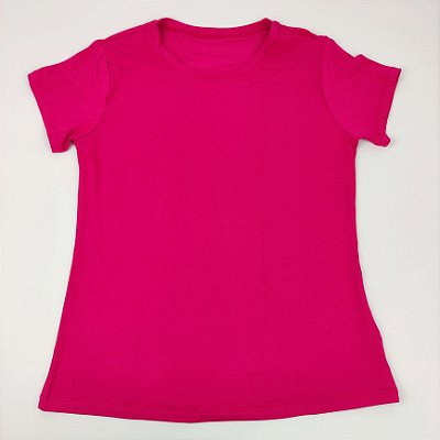 Camiseta Feminina T-Shirt Básica Lisa Rosa Pink
