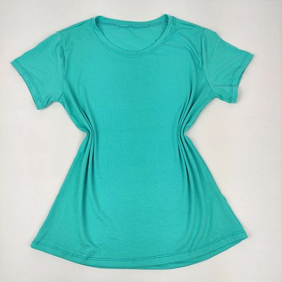 Camiseta Feminina T-Shirt Básica Lisa Verde Água