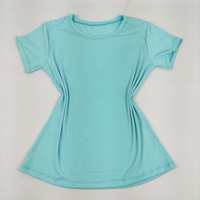Camiseta Feminina T-Shirt Básica Lisa Azul Água