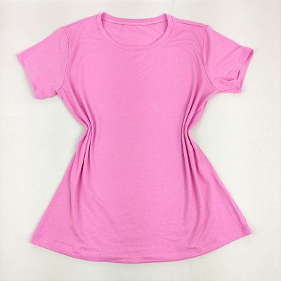 Camiseta Feminina T-Shirt Básica Lisa Rosa Chiclete