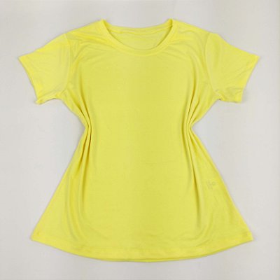 Camiseta Feminina T-Shirt Básica Lisa Amarela Bebê