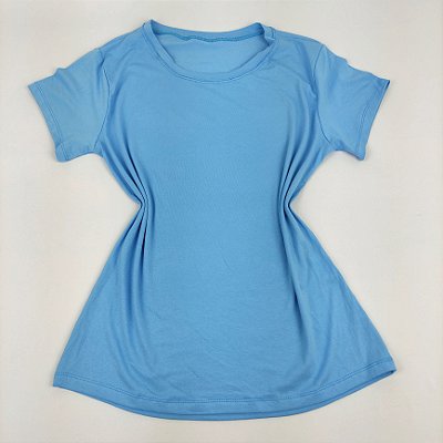 Camiseta Feminina T-Shirt Básica Lisa Azul Claro