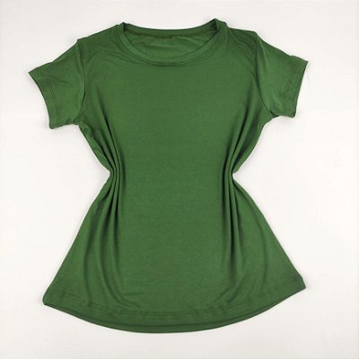 Camiseta Feminina T-Shirt Básica Lisa Verde Militar