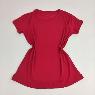 Camiseta Feminina T-Shirt Vermelho com Strass Estampa Lisa