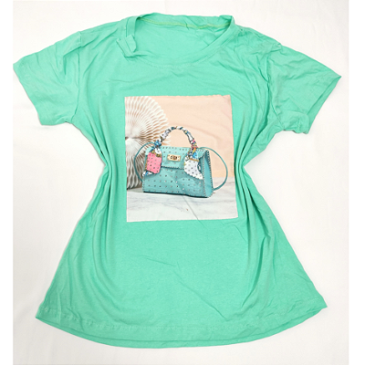 Camiseta Feminina T-Shirt Verde Bebê Bolsa Verde