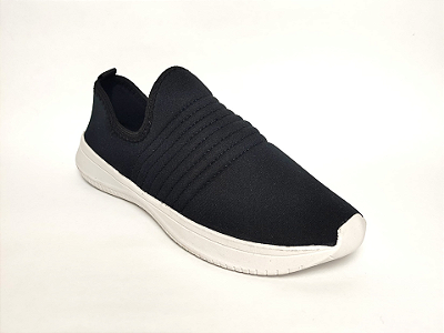 Tênis Knit Sport Calça Fácil Preto Liso