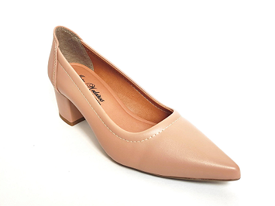 Scarpin Nude Clássico Salto Grosso Baixo 5 cm
