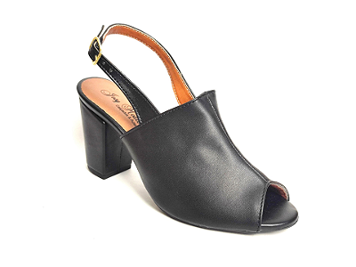 Sandália Chanel Preta Clássica Salto Grosso Alto 8 cm