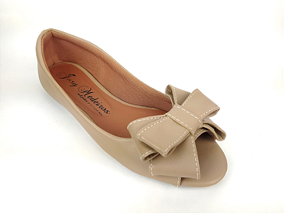Peep Toe Bege com Laço Grande