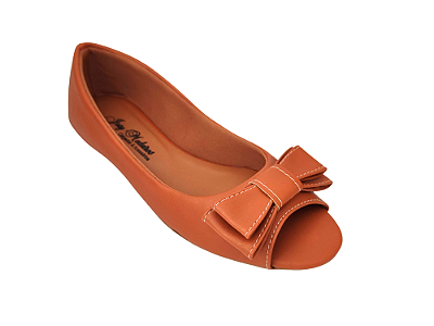 Sapatilha Peep Toe Marrom Caramelo com Laço