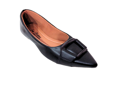 Sapatilha Alongada Preta com Fivela Preta