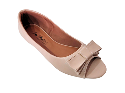 Sapatilha Peep Toe Bege com Laço