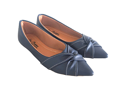 Sapatilha Alongada Azul Marinho com Nó