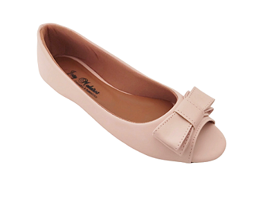 Sapatilha Peep Toe Rosa Bebê com Laço