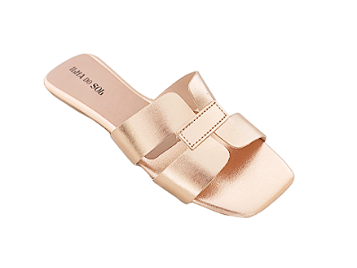 Rasteira Cobre Bronze Bico Quadrado Lisa Modelo "H"