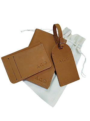 Kit 3 Peças Tag de Mala Porta Passaporte e Carteira Presente
