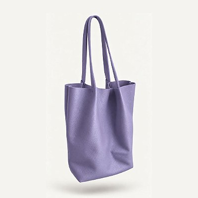 Bolsa Minimalista Feminina de Couro Legítimo Lilás