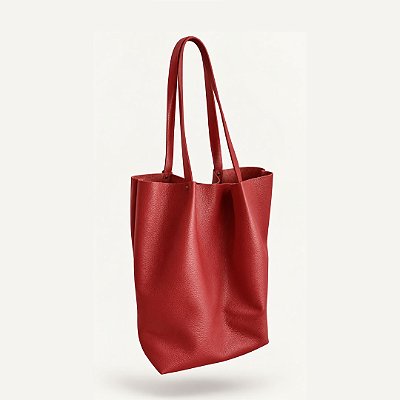 Bolsa Minimalista Feminina de Couro Legítimo Vermelho Queimado