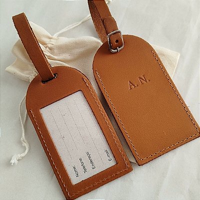 Kit com 2 Tags de Mala Personalizadas em Couro Legítimo