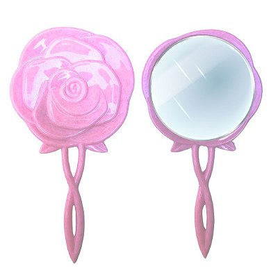 Espelho de Mão Pequeno Flor Rosa