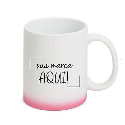Caneca Personalizada c/ Logo Branca Splash Rosa 325Ml